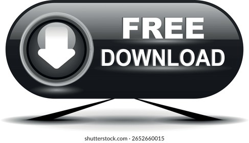 Botón de Descarga para el uso del Sitio web de Internet. Icono de Descarga azul sobre fondo blanco aislado con sombra.