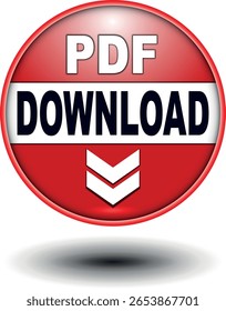 download button for internet website use. Blue Download icon on isolated white background with shadow.