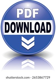 download button for internet website use. Blue Download icon on isolated white background with shadow.