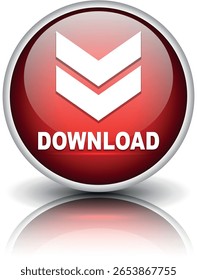 download button for internet website use. Blue Download icon on isolated white background with shadow.