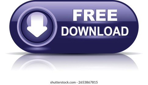 Botón de Descarga para el uso del Sitio web de Internet. Icono de Descarga azul sobre fondo blanco aislado con sombra.