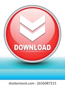 download button for internet website use. Blue Download icon on isolated white background with shadow.