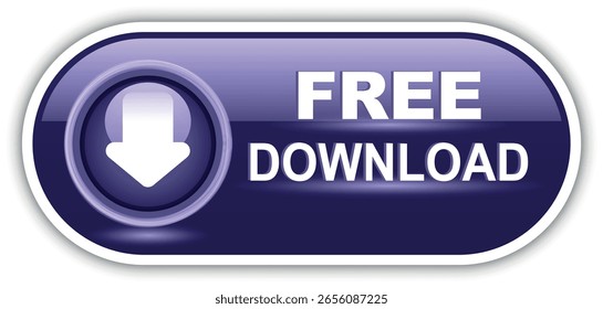download button for internet website use. Blue Download icon on isolated white background with shadow.