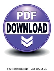 Botón de Descarga para el uso del Sitio web de Internet. Icono de Descarga azul sobre fondo blanco aislado con sombra.
