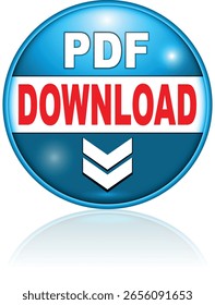 Botón de Descarga para el uso del Sitio web de Internet. Icono de Descarga azul sobre fondo blanco aislado con sombra.