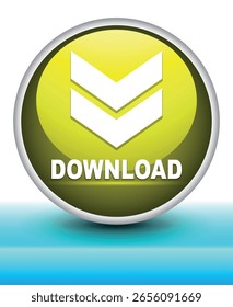 download button for internet website use. Blue Download icon on isolated white background with shadow.