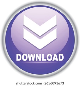 Botón de Descarga para el uso del Sitio web de Internet. Icono de Descarga azul sobre fondo blanco aislado con sombra.