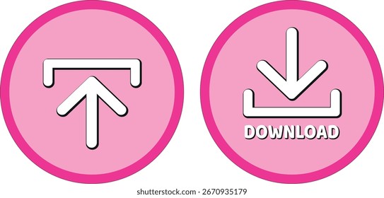 download button for internet website use. Blue Download icon on isolated white background with shadow.