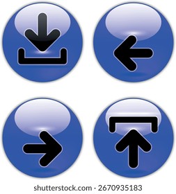 download button for internet website use. Blue Download icon on isolated white background with shadow.