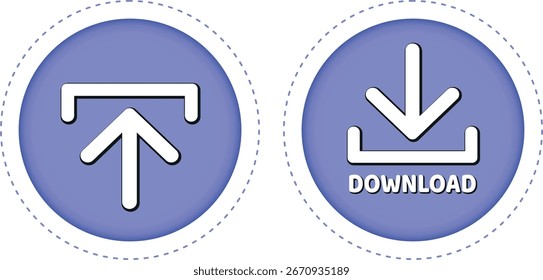 download button for internet website use. Blue Download icon on isolated white background with shadow.