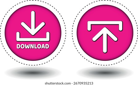 Botón de Descarga para el uso del Sitio web de Internet. Icono de Descarga azul sobre fondo blanco aislado con sombra.