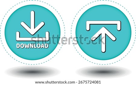 download button for internet website use. Blue Download icon on isolated white background with shadow.