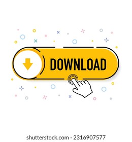 Download button isolated on white background.Flat finger cursor and mouse cursor isolated on white background. vector illustration.