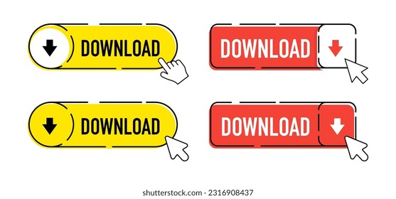 Download button isolated on white background.Flat finger cursor and mouse cursor isolated on white background. vector illustration.
