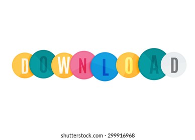 Download button made of glossy circles. Each letter on a separate circle.