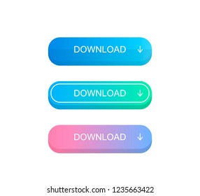 Download button set. Different gradient colors. Modern vector illustration flat style.