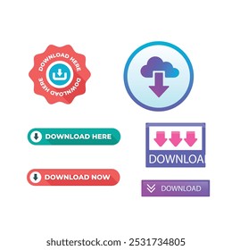 Download Button Set Vector Design.