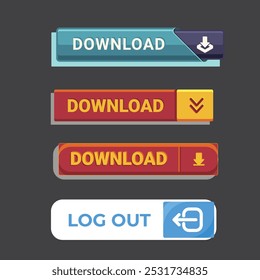 Download Button Set Vector Design.