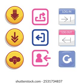 Download Button Set Vector Design.