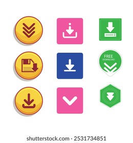 Download Button Set Vector Design.