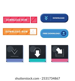 Download Button Set Vector Design.