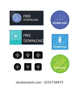 Download Button Set Vector Design.