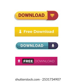 Download Button Set Vector Design.