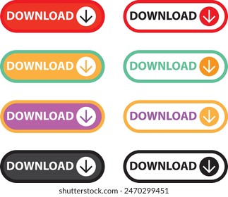 Download button set for website design. Click the gradient button for decorating the program to look modern. Vector illustration