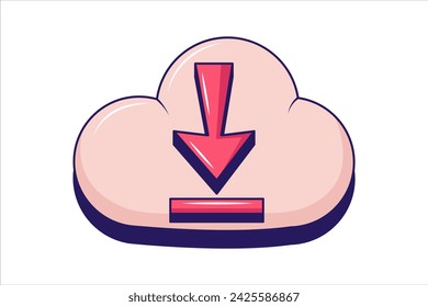 Botón de descarga Social Media Flat Sticker Design