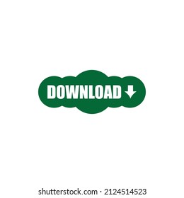 Download button vector. Cloud shape download button with downward arrow