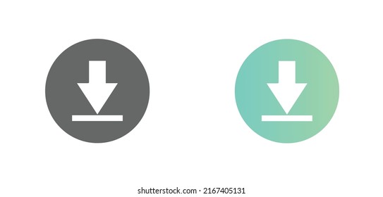 Download button vector icon in modern flat design isolated on white background in two different styles. vector illustration eps10.