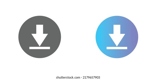 Download button vector icon in modern flat design isolated on white background in two different styles. vector illustration eps10.