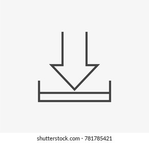 Download button vector icon on light grey background