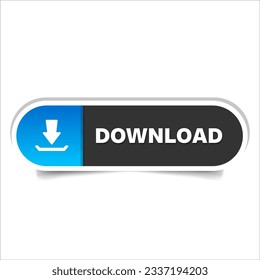Download button vector isolated on a white background. Neon-stylized download button with shadow effect