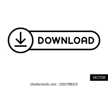 Download button with download word vector icon in line style design for website design, app, UI, isolated on white background. Editable stroke. EPS 10 vector illustration.