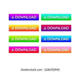 Download buttons colorful gradient set.