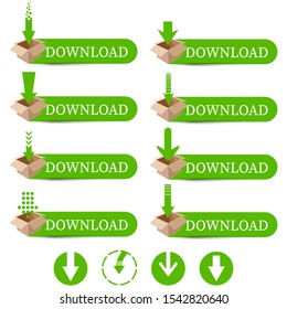 Download Buttons Icon For Websites. Download arrows. download to cart, download to cloud. Down arrow