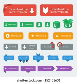 download buttons / icons in flat design style - graphic elements for your website