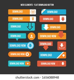 download buttons / icons in flat design style - graphic elements for your website