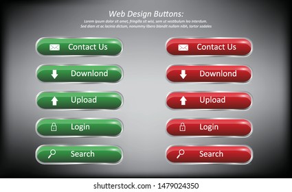 Download buttons and icons set, vector illustration. website download buttons with neutral and modern button, flat web design elements, buttons, icons. Templates for website. vector - illustration