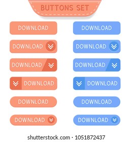 Download buttons set. Collection of web buttons. Vector illustration isolated on white background