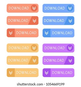 Download buttons set. Collection of web buttons. Vector illustration isolated on white background
