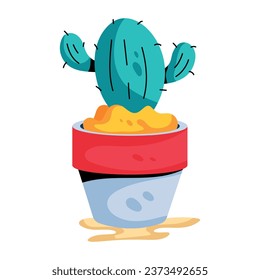 Download cactus pot flat icon 