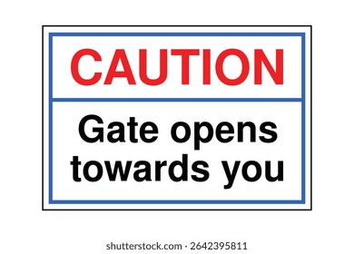 Download Caution Gate Opens Toward You Sign – Printable Safety Notice for Entrance Awareness