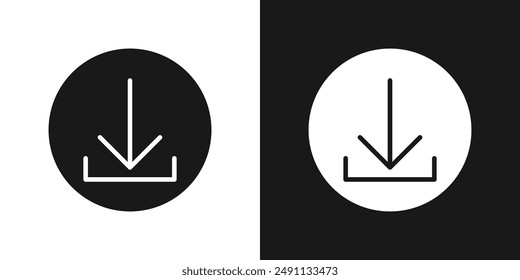 Download circle icon sign on black and white vector