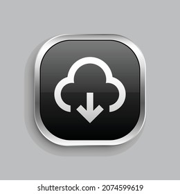 download cloud 2 line icon design. Glossy Button style rounded rectangle isolated on gray background. Vector illustration