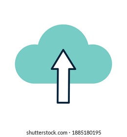download cloud with a blue color vector illustration design