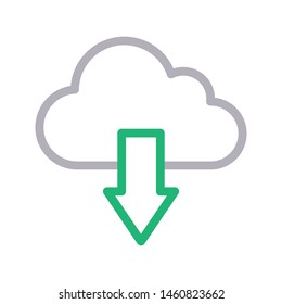 download cloud colour line vector icon