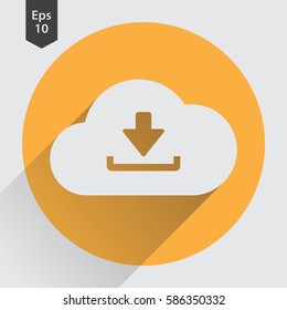 Download From Cloud Flat Icon. Simple Symbol Of Technology. Vector Illustrated Sign