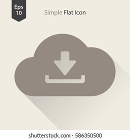 Download From Cloud Flat Icon. Simple Symbol Of Technology. Vector Illustrated Sign